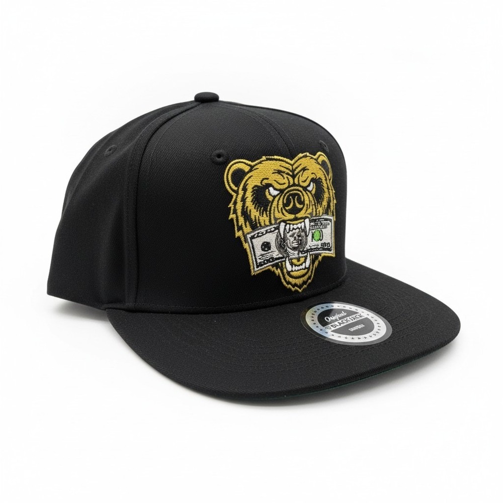Original Blackjack Bear‎ $100 Bill Snapback Hat Black Cotton Flat Brim Cap Mens